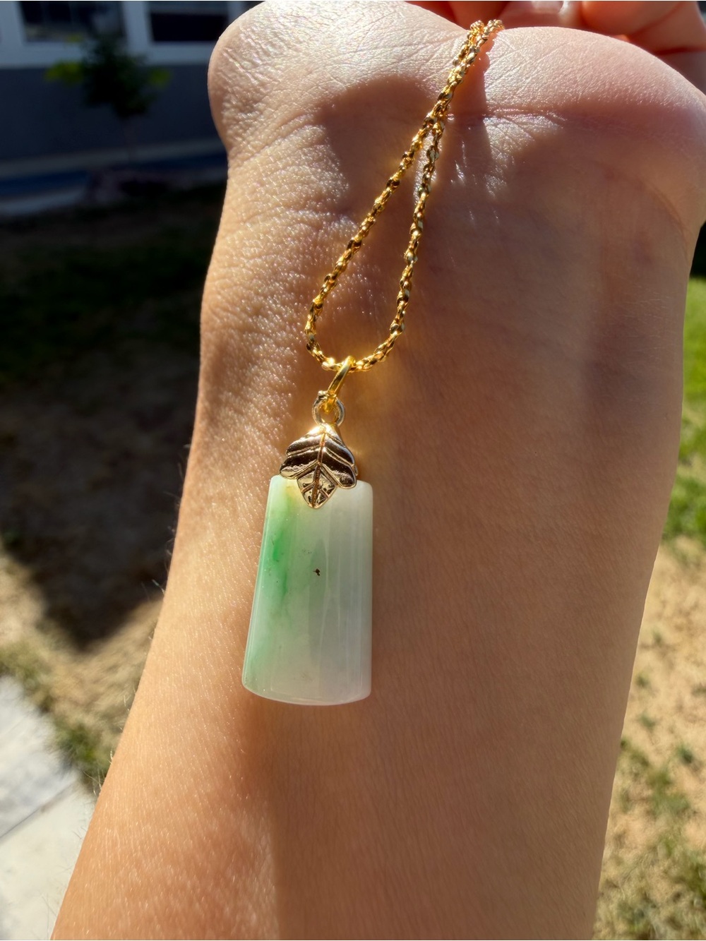 Natural Burmese Jadeite Jade A-Grade White-and-Green “Peace” Pendant